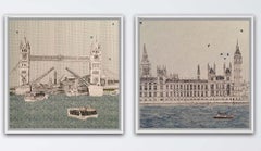Tower Bridge and Waves at Westminster Diptych, Limited Edition Cityscape Print