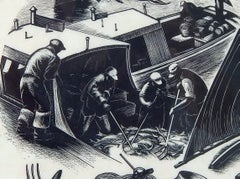 Clare Leighton Connecticut Artist, Wood Engraving for Wedgewood "Cod Fishing"