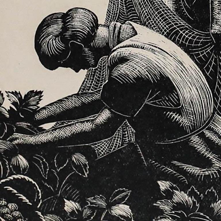 Clare Leighton (1898-1989) - 1935 Gravure sur bois, cueillette de fraises en vente 3