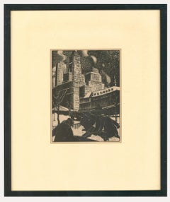 Clare Leighton (1898-1989) - Gerahmte Lithographie aus der Mitte des 20. Jahrhunderts, Schneeschiefer