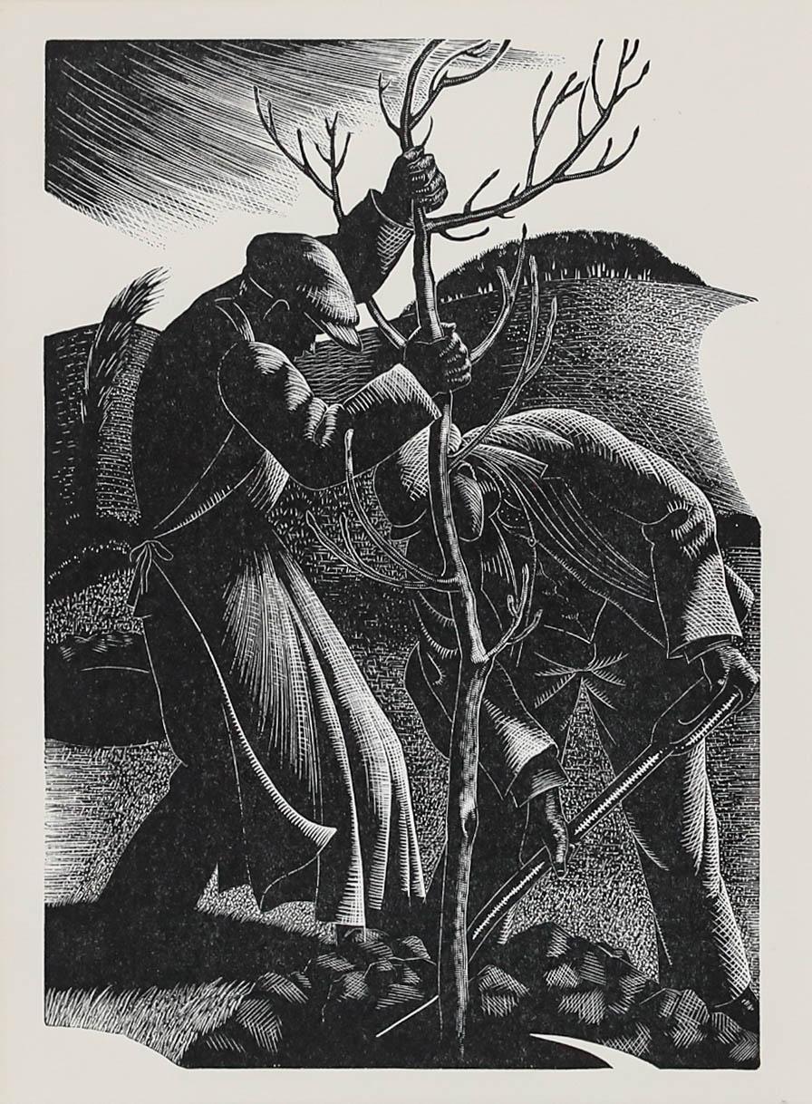 Clare Leighton (1898-1989) - Framed Mid 20th Century Woodcut, Tree Planting For Sale 1