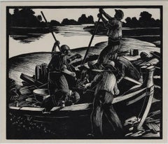 Clare Leighton (1898-1989) - Mid 20th Century Woodcut, Breaking up a Barge