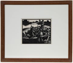 Clare Leighton (1898-1989) - Mid 20th Century Woodcut, Breaking up a Barge