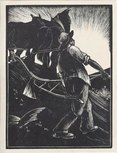 Clare Leighton (1898-1989) - Mid 20th Century Woodcut, Turning the Plough