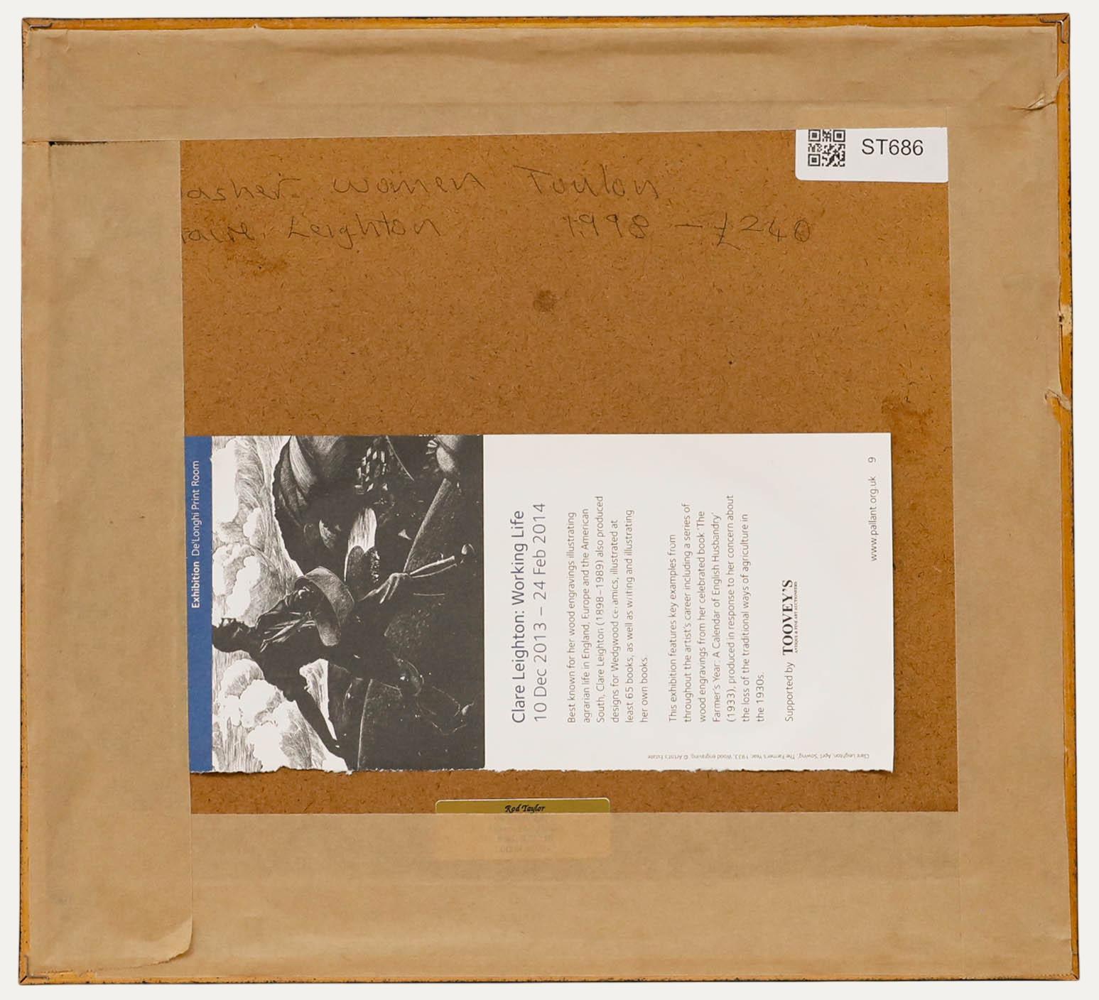 Clare Leighton (1898-1989) - Gravure sur bois signée du milieu du 20e siècle, Lavandières de Toulon en vente 2