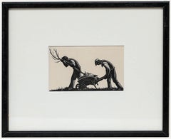 Clare Leighton (1898-1989) - Woodcut, Transplanting a Walnut Tree