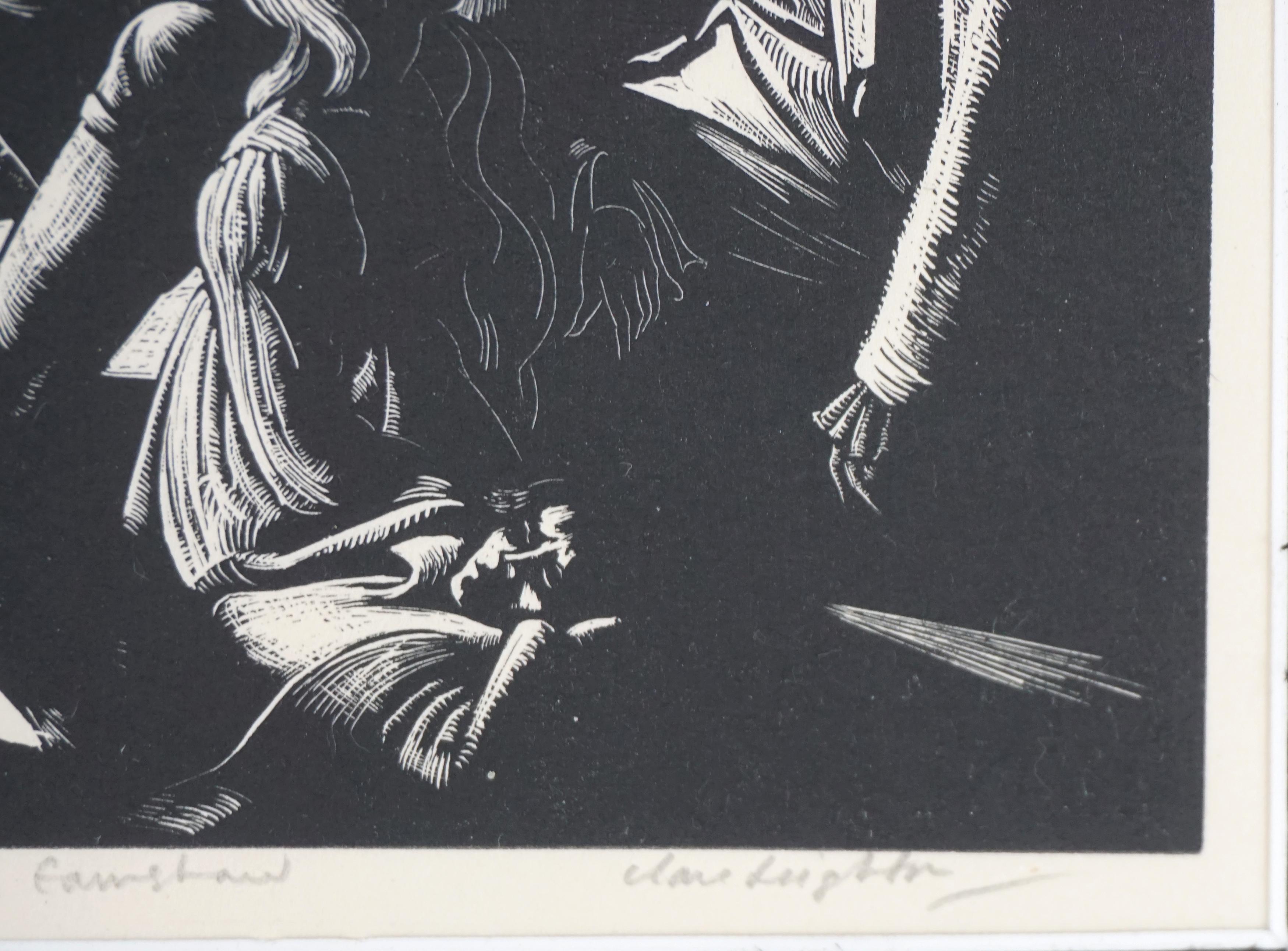 Early 20th Century Wuthering Heights Genre Woodcut -- Death of Earnshaw #28/30 - Other Art Style Print by Clare Leighton