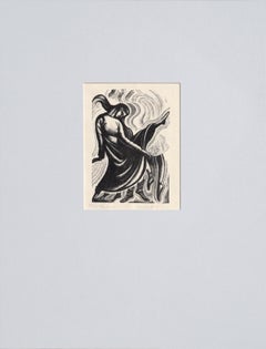 Vintage "The Dance" - Mid Century Modern Figurative Dancer Lithograph
