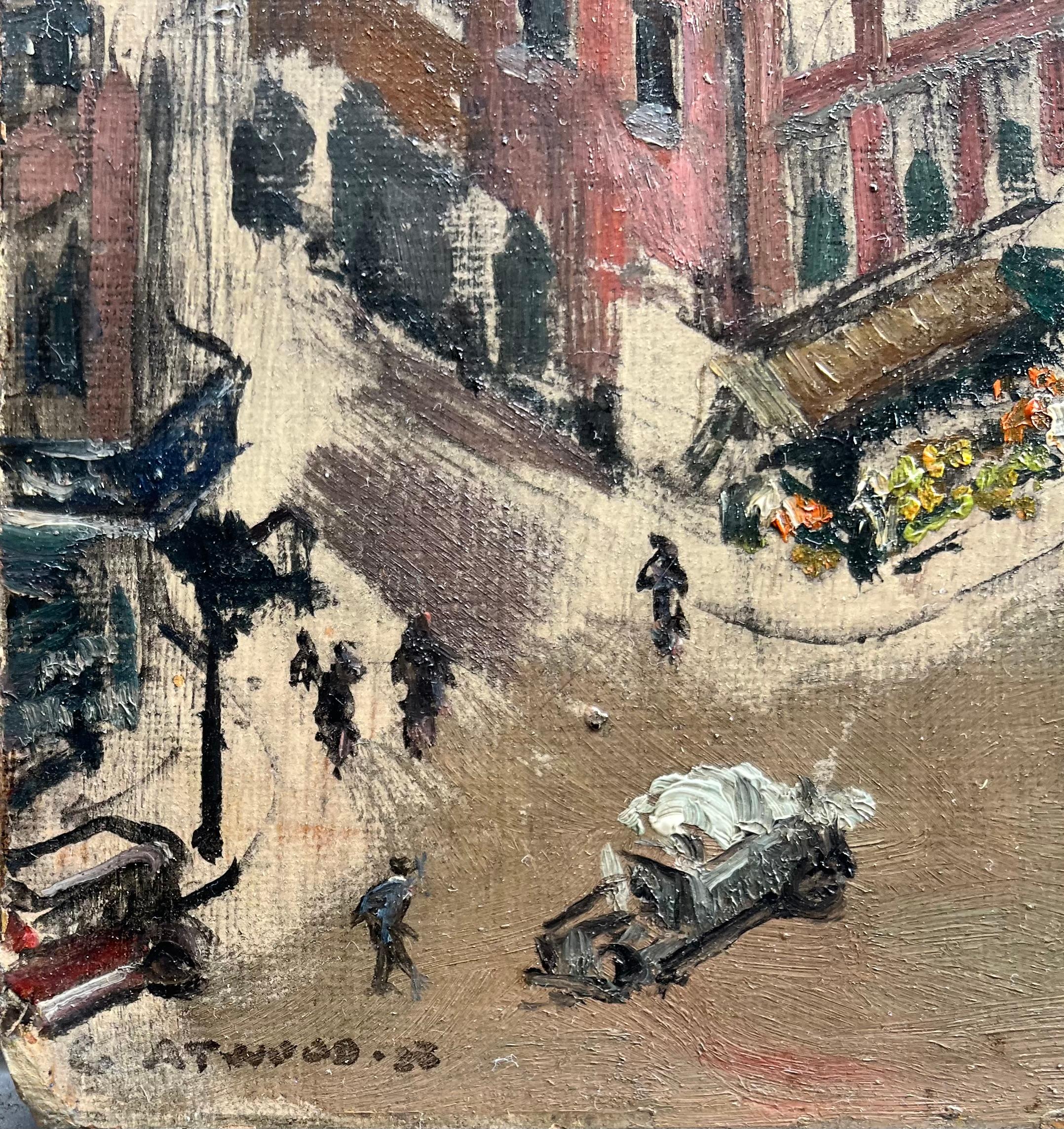 Clare 'Tony' Atwood
Haymarket, London
1866-1962
Öl auf Karton, signiert und datiert '33' unten links
Bildgröße: 9 x 10 1/3 Zoll (22,6 x 26,3 cm)

Verso beschriftet:

