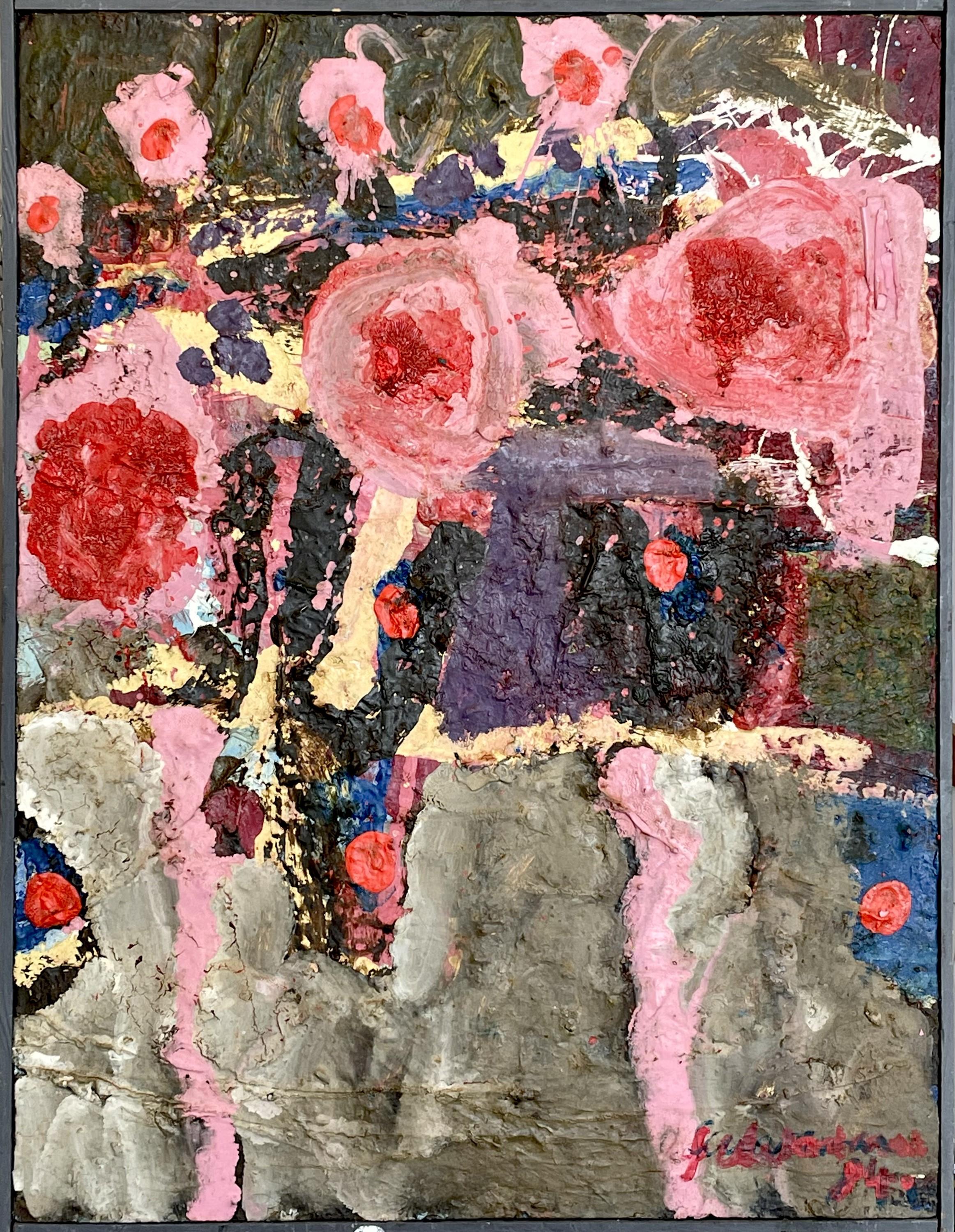 Abstrakt in Rosa.  Contemporary Ölgemälde – Painting von Clare Wardman