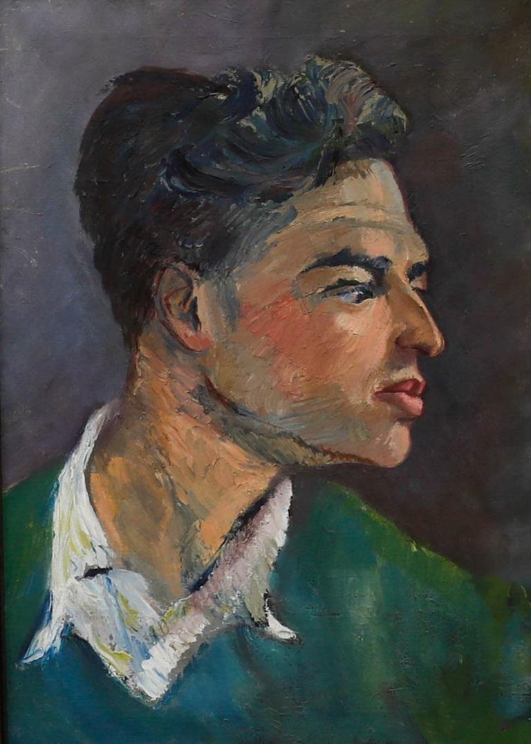 Clare Winsten (1894-1989) - English School Mid 20th Century Oil, Man in Profile - Painting by Clare Winsten (Clara Birnberg)