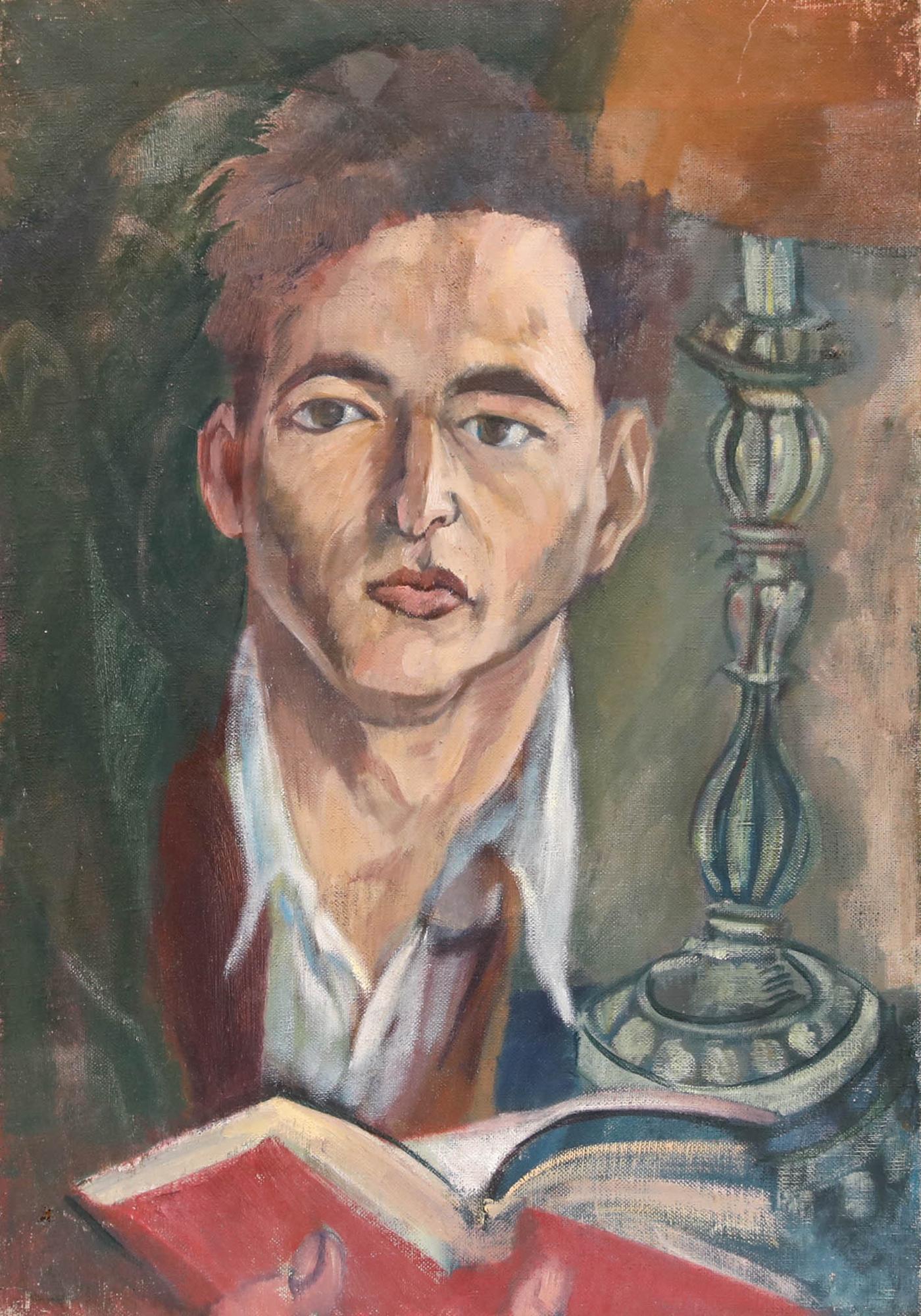 Clare Winsten (1894-1989) - Mid 20th Century Oil, Reading In Lamp Light - Painting by Clare Winsten (Clara Birnberg)