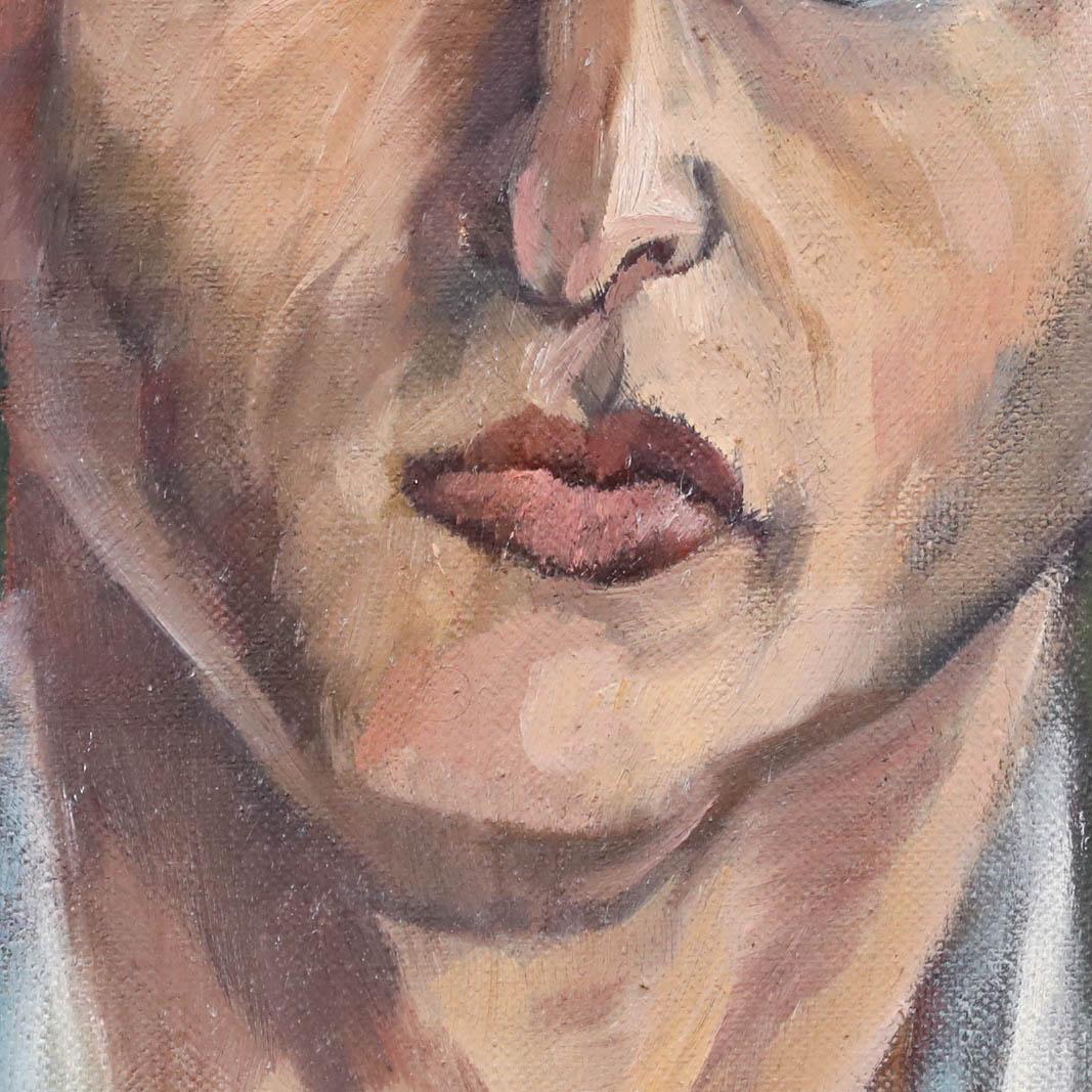 Clare Winsten (1894-1989) - Mid 20th Century Oil, Reading In Lamp Light - Gray Portrait Painting by Clare Winsten (Clara Birnberg)