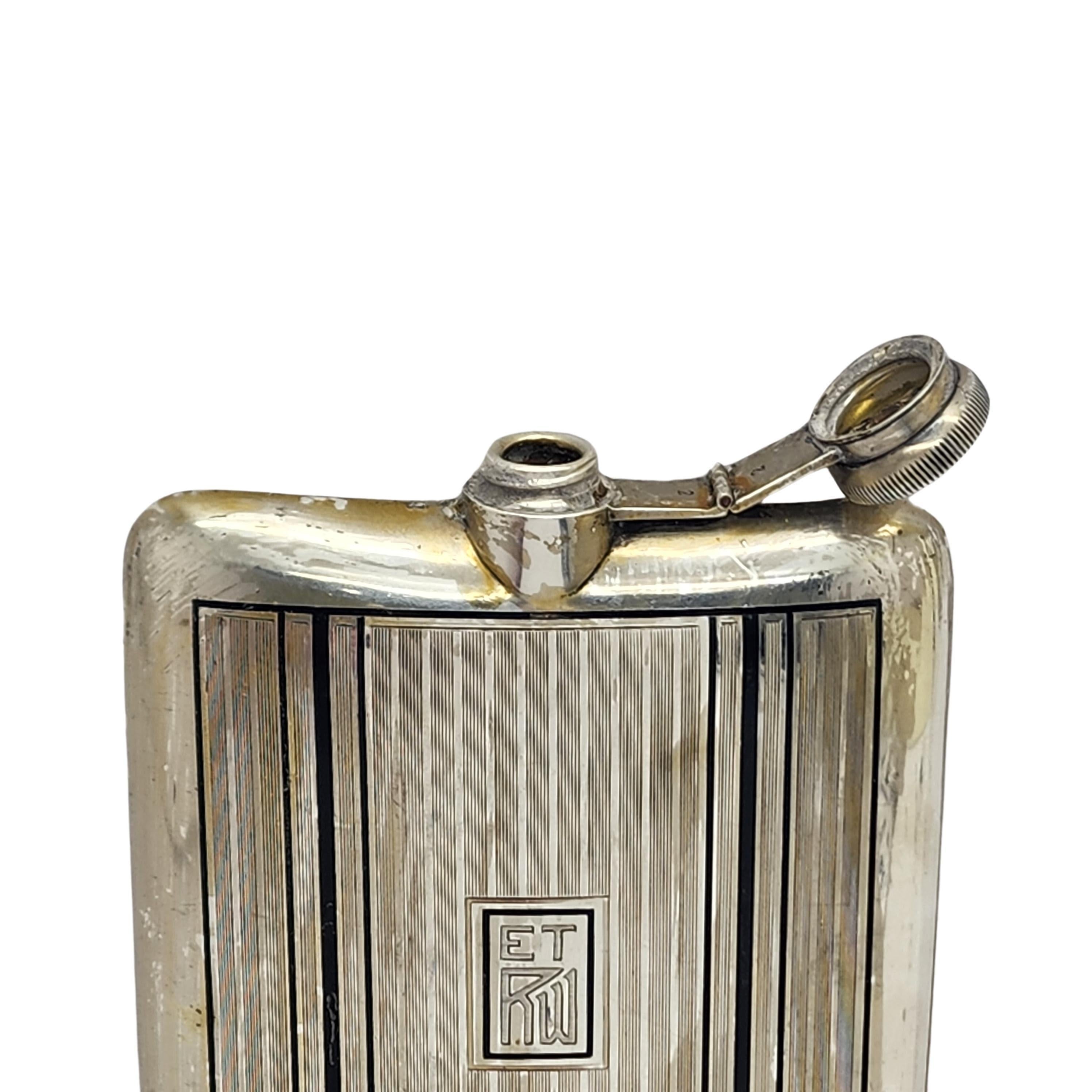 Clarence A Vanderbilt Sterling Silver Black Enamel Hip Flask w/Mono #15756 For Sale 1