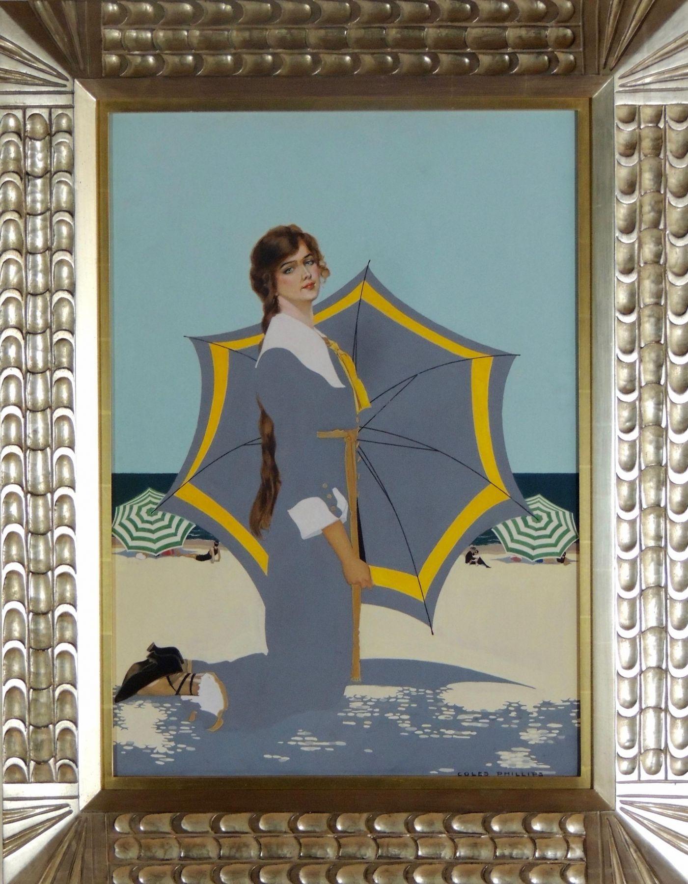 La ragazza Fadeaway sulla spiaggia, copertina di Good Housekeeping - Painting di Clarence Coles Phillips
