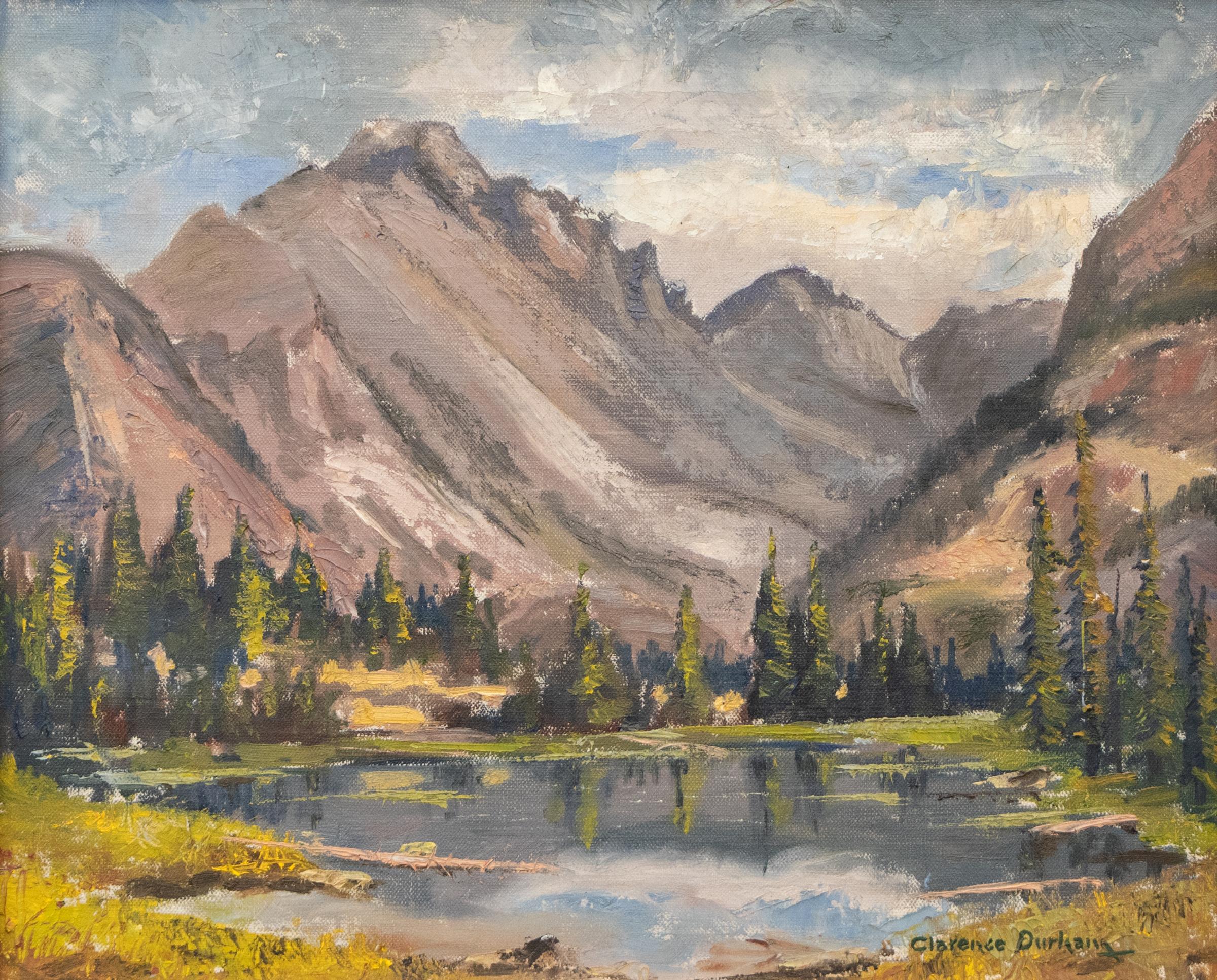 Landscape Painting Clarence Durham - Lac Jenny, Estes Park - 1950s Mid-Century Rocky Mountain Landscape Oil Painting