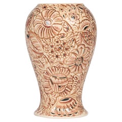 Vintage Clarence E Blackburn Mid-Century Floral Molded Art Pottery Vase