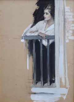 “Linnet stood gazing over the garden.” Story illustration for Hearst’