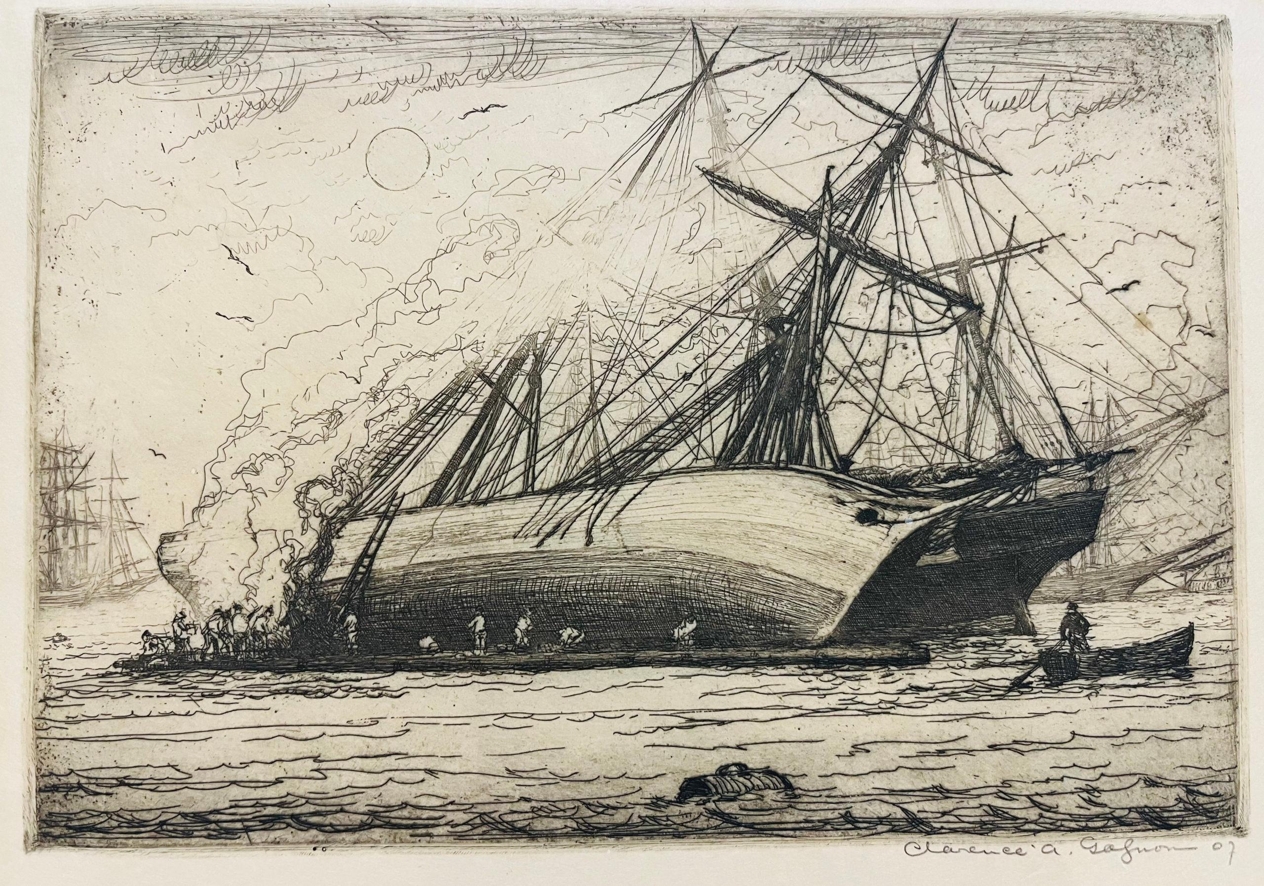 Landscape Print Clarence Gagnon - Carénage d
un terre-neuvas, Malo