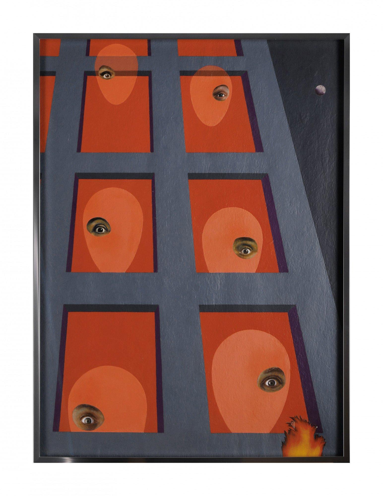 Abat-jour ovode  travers des fentres gomtriques - Painting de Clarence Holbrook Carter