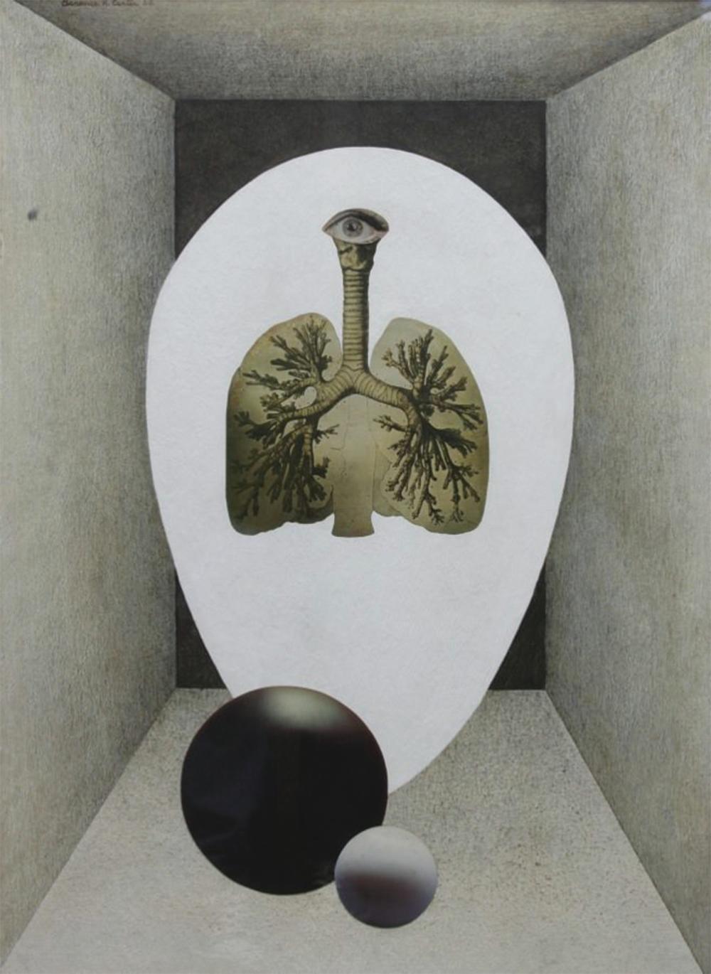 Chamber d'air, collage figuratif abstrait du milieu du siècle, Anatomy et ovoïdes