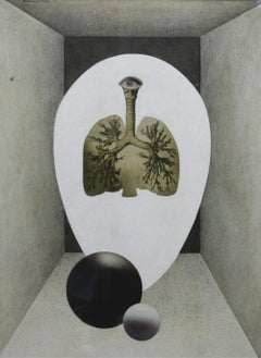 Air Chamber, Mid-Century Figural Abstract Collage, Anatomy & Ovoids