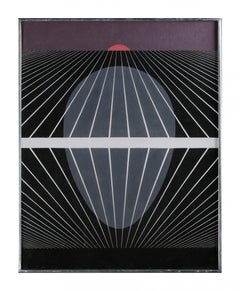Caged, Mid-Century Ovoid Geometrical Abstract Acrylic, Black & Grey