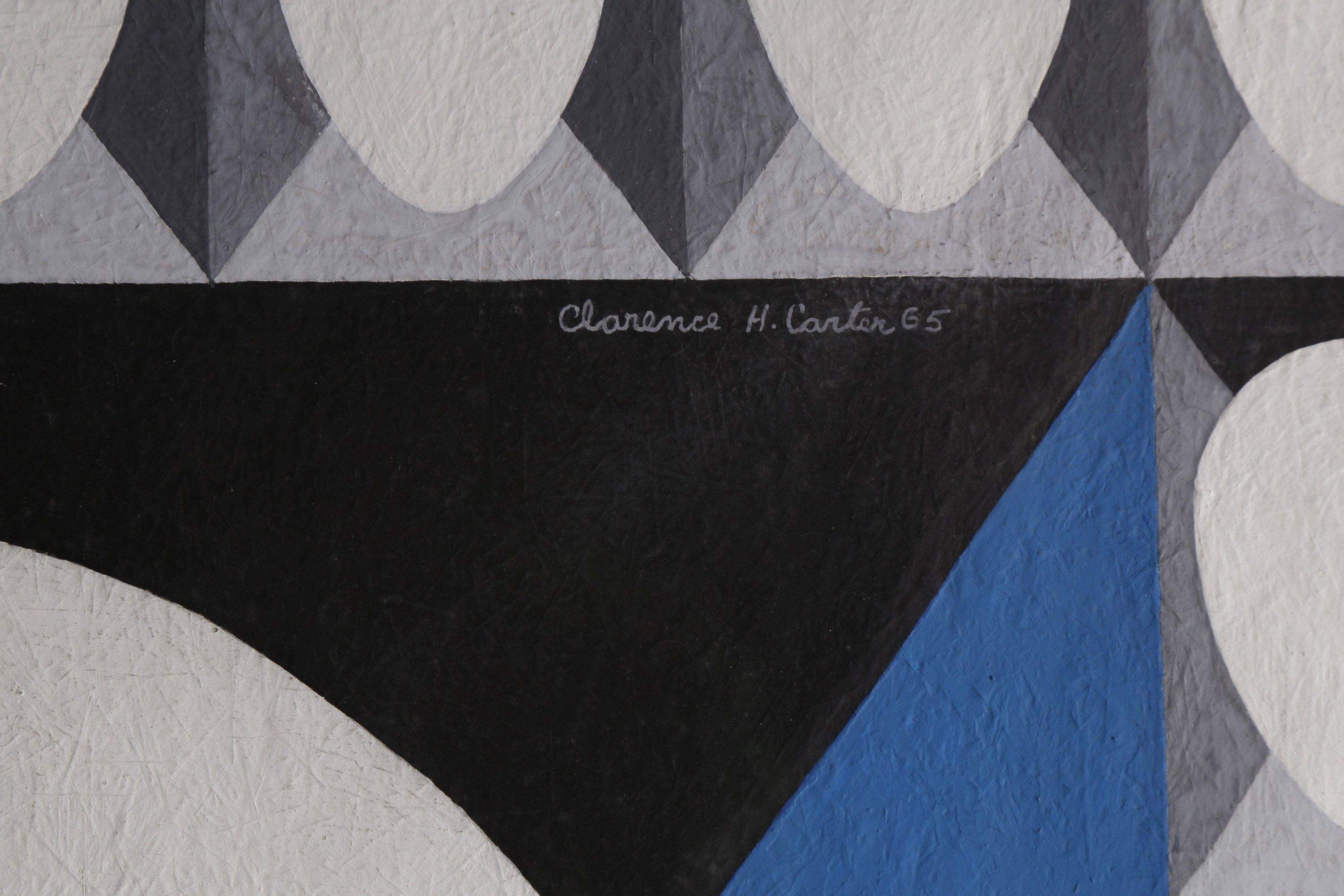 Pittura acrilica e collage astratta cromatica, testa ovoidale, geometrica e figurativa - Abstract Painting Beige di Clarence Holbrook Carter