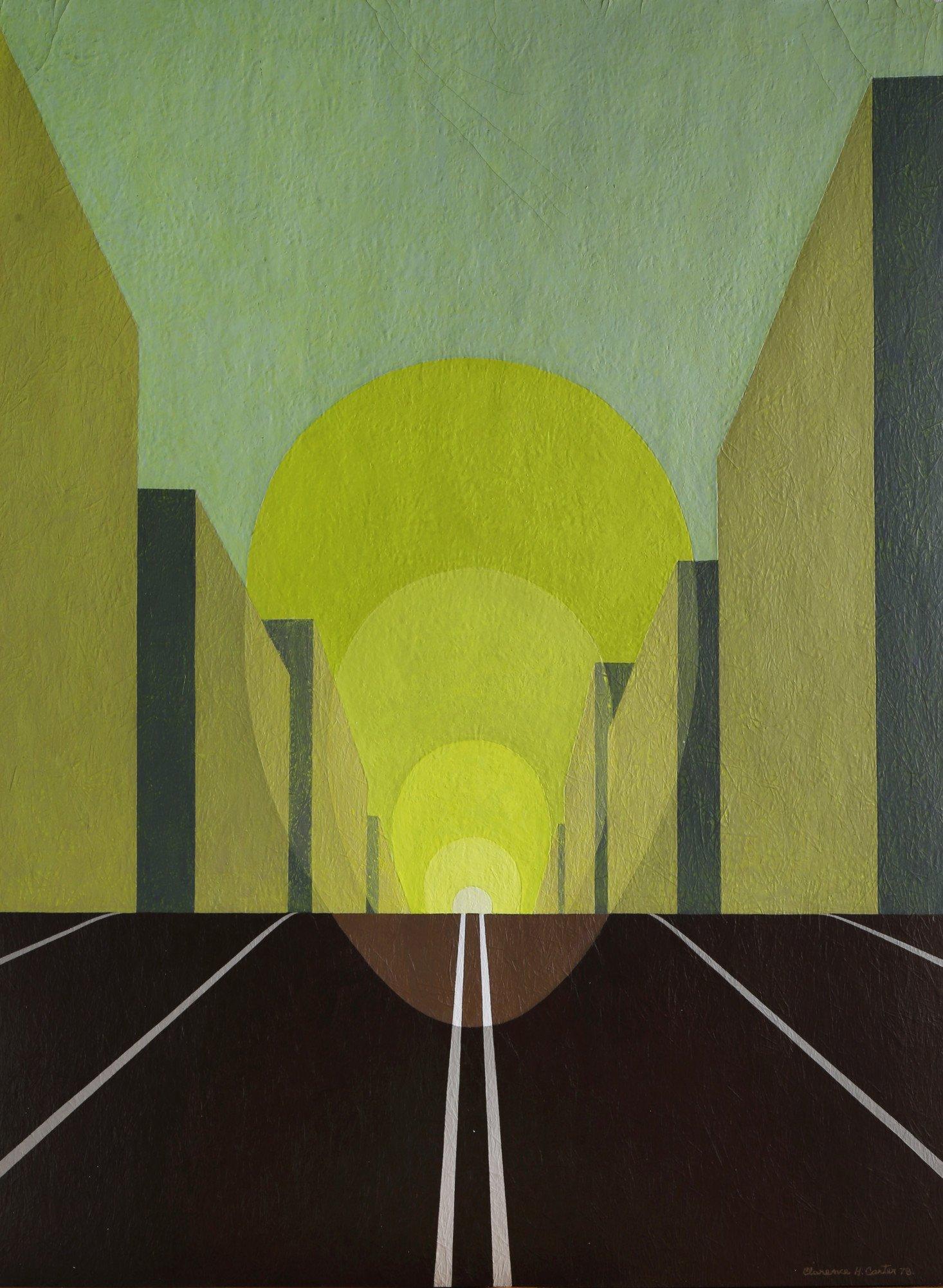 City Scape, Ovoid Geometrical Abstract Green & Brown Structures