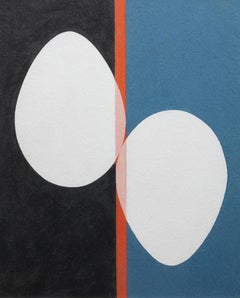 Double Ovoids, Mid-Century Blue & Black Figurative Abstract Ovoids