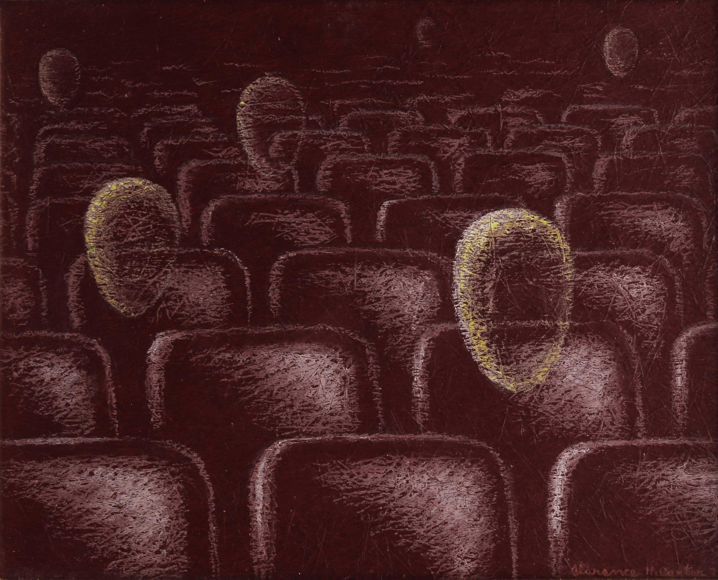 Clarence Holbrook Carter - Entr'acte - Mid-Century Ovoids in Theatre -  Geometrical Abstract Pastel For Sale at 1stDibs