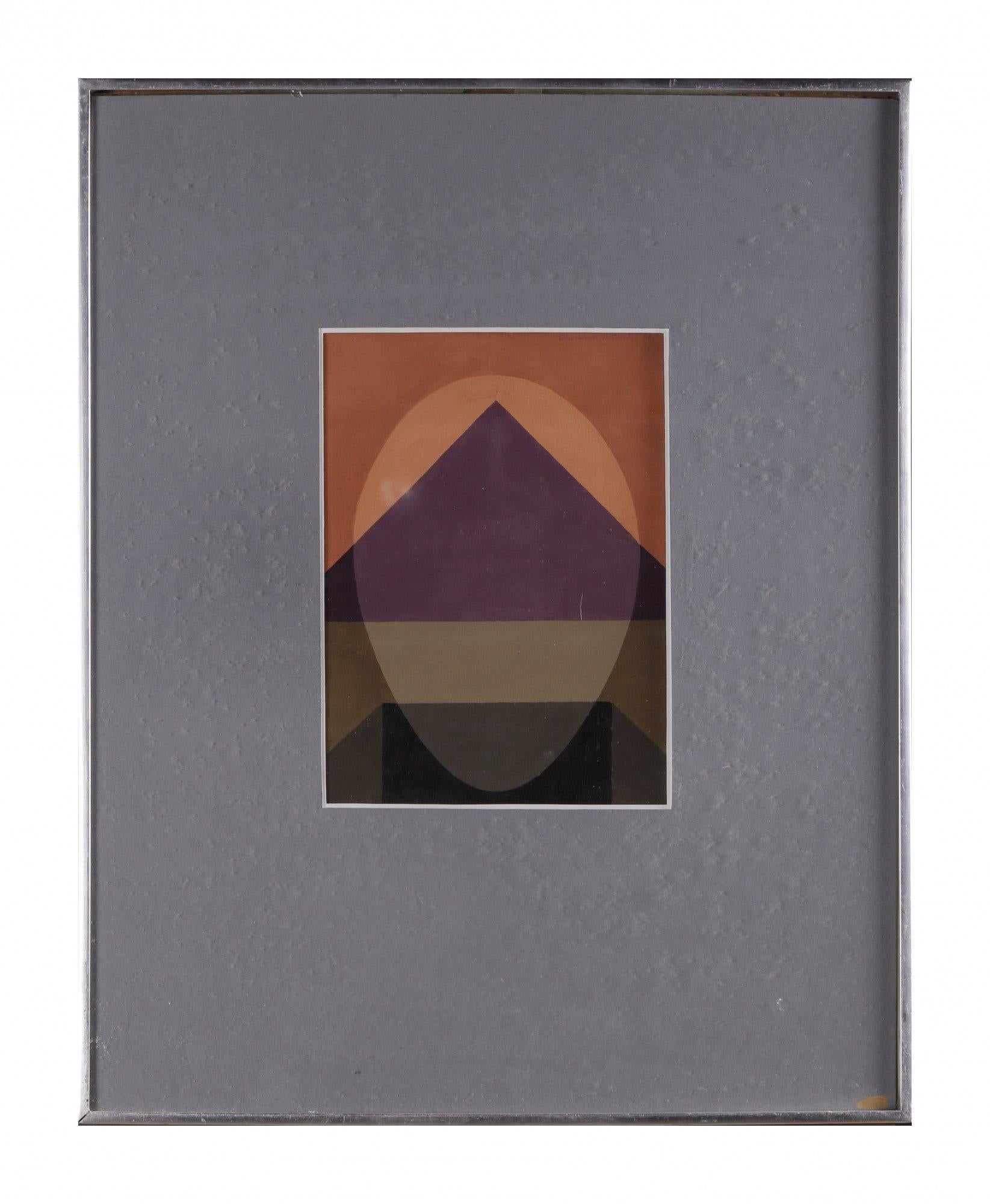 King Tut No. 2, Mid-Century Ovoid Geometrical Abstract Gouache on Paper - Painting by Clarence Holbrook Carter