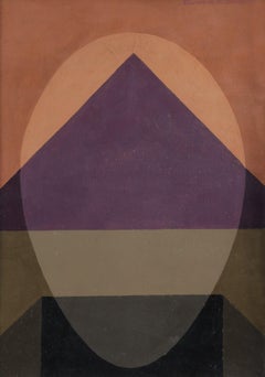 King Tut No. 2, Mid-Century Ovoid Geometrical Abstract Gouache on Paper