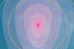 Mandala No. 5, Blue Abstract Ovoid Mid-Century Painting