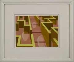 Maze, 20th Century Geometric Figurative Abstract Acrylic Painting