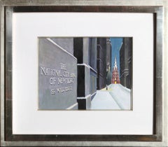 Vintage National City Bank of New York, 55 Wall Street, Painting by Clarence Carter 
