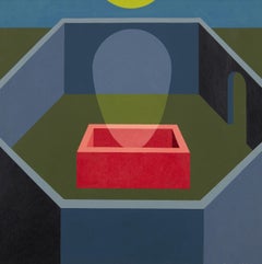 Night Garden, mid-century figural surrealist acrylic painting, Cleveland School