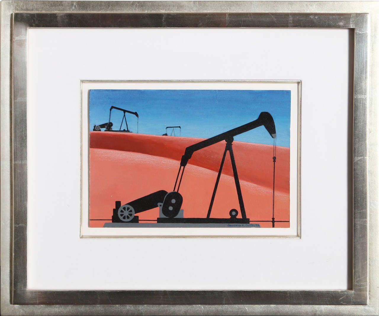 Clarence Holbrook Carter Landscape Painting - Oil Well, Modern American Painting by Clarence Carter