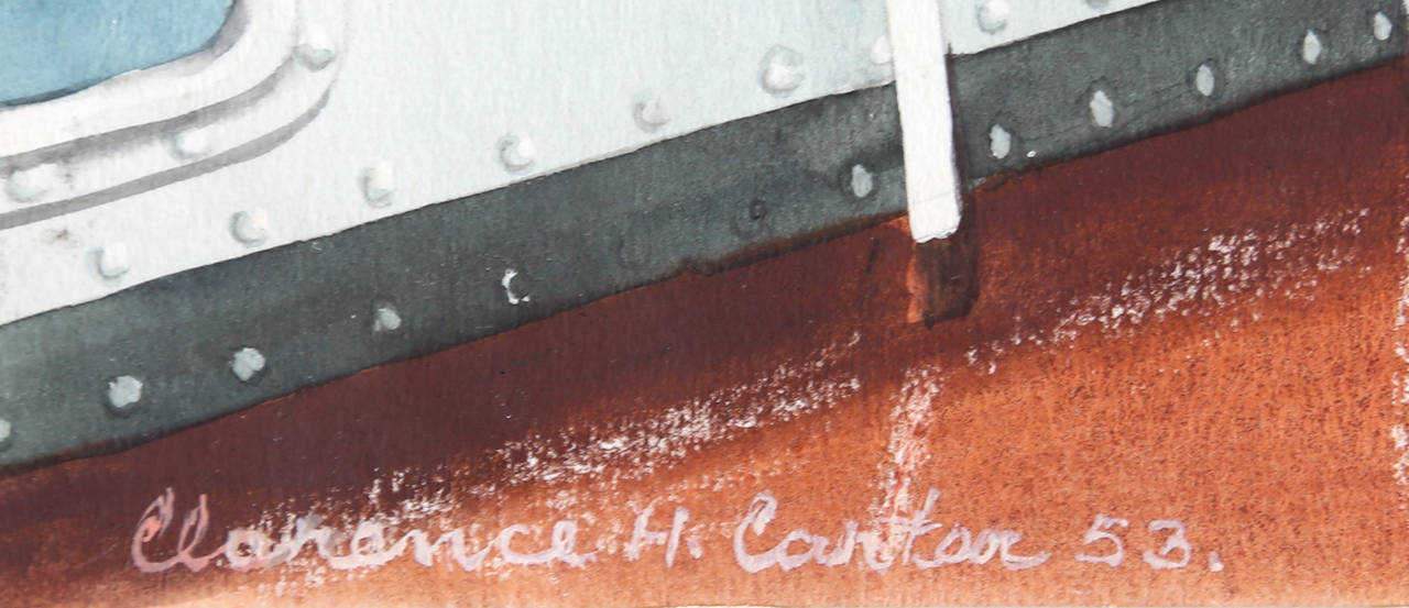 En los Grandes Lagos, pintura gouache fotorrealista de Clarence Holbrook Carter en venta 1