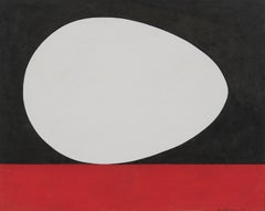 On the Red Line, Black & Red Figural Abstract Ovoid, Cleveland School Artist