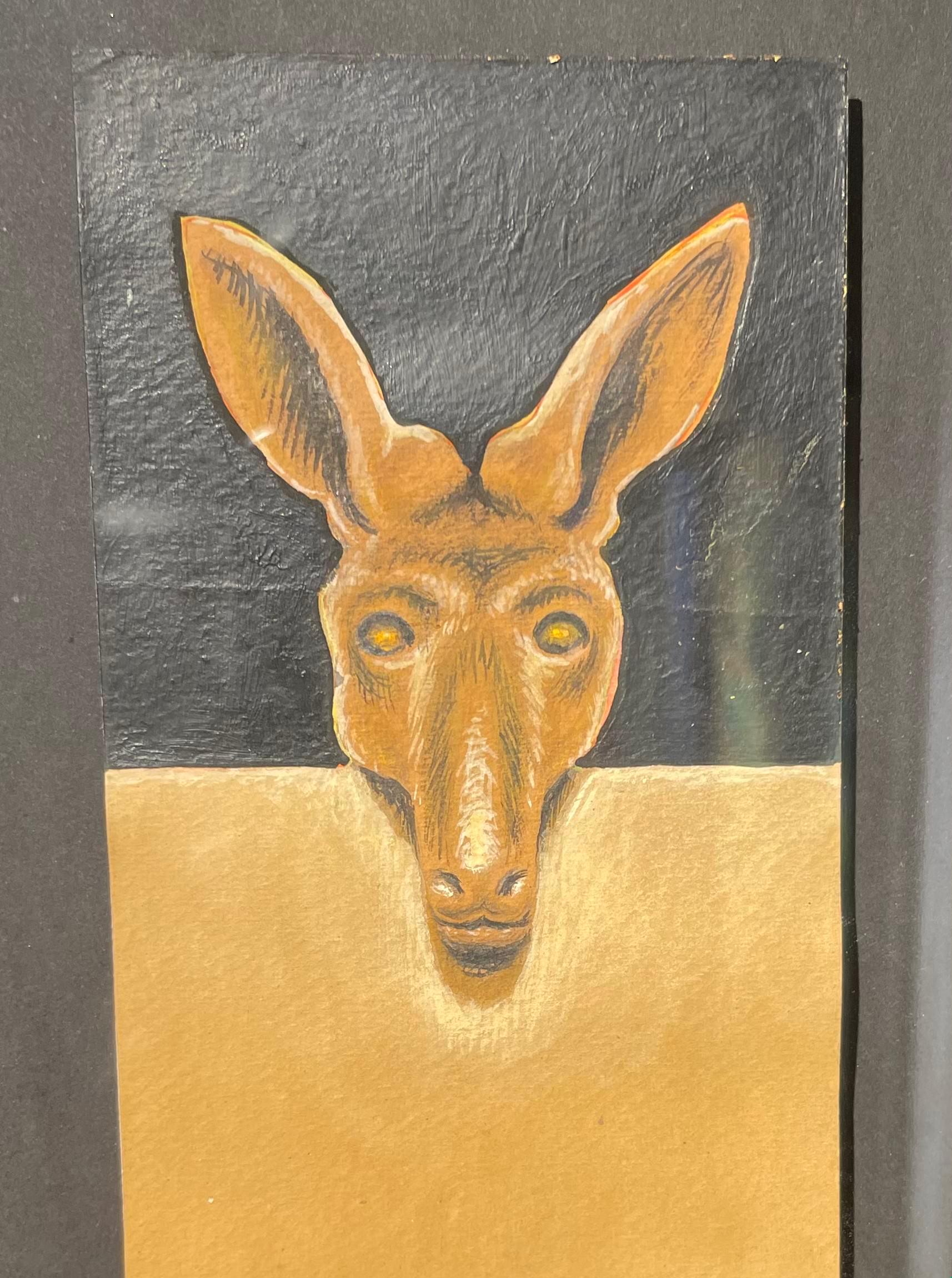 Sopra e al di sopra di tutto: Canguro, pittura acrilica figurativa di metà secolo in vendita 4