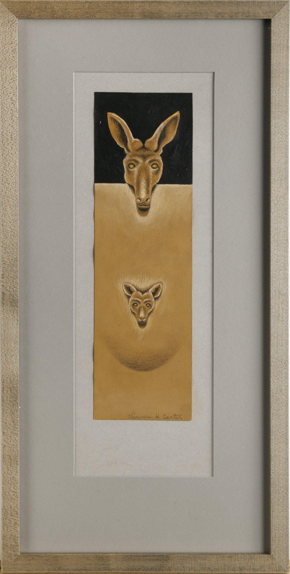 Over and Above: Kangaroo, Mid-Century Figurative acrylic painting - Painting by Clarence Holbrook Carter