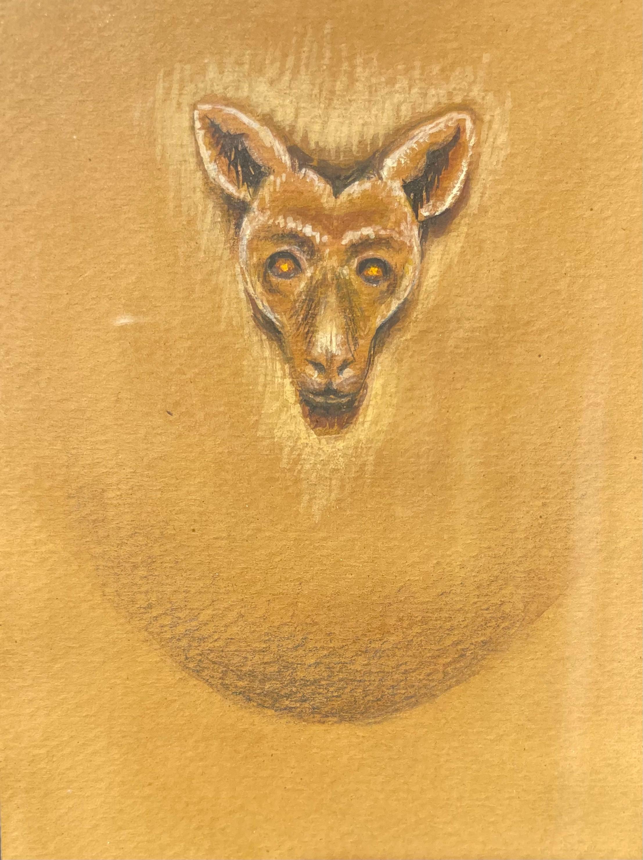 Sopra e al di sopra di tutto: Canguro, pittura acrilica figurativa di metà secolo in vendita 2
