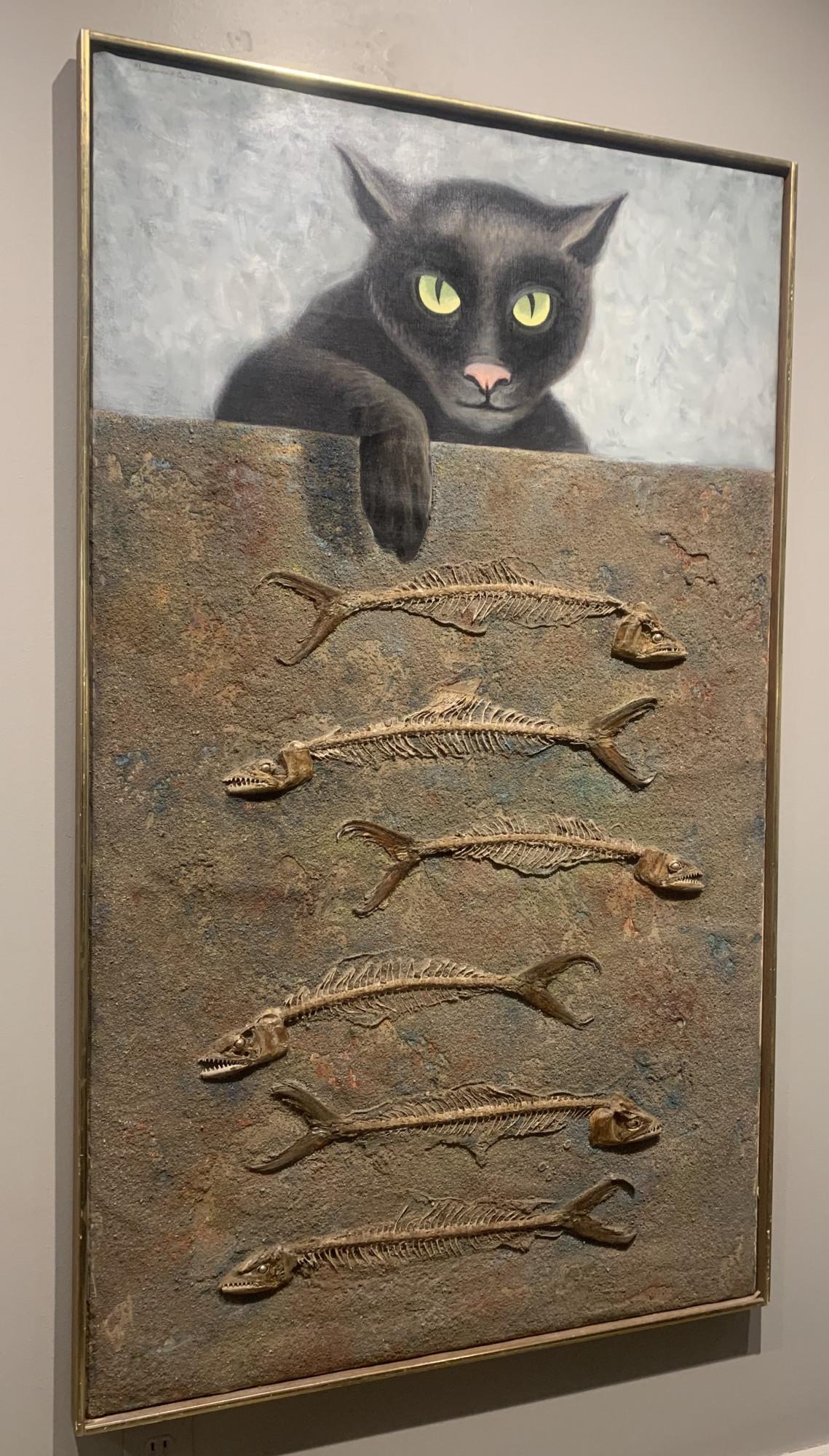 Over and Above : n° 6, chat surréaliste avec os de poissons, école de Cleveland du 20e siècle en vente 1