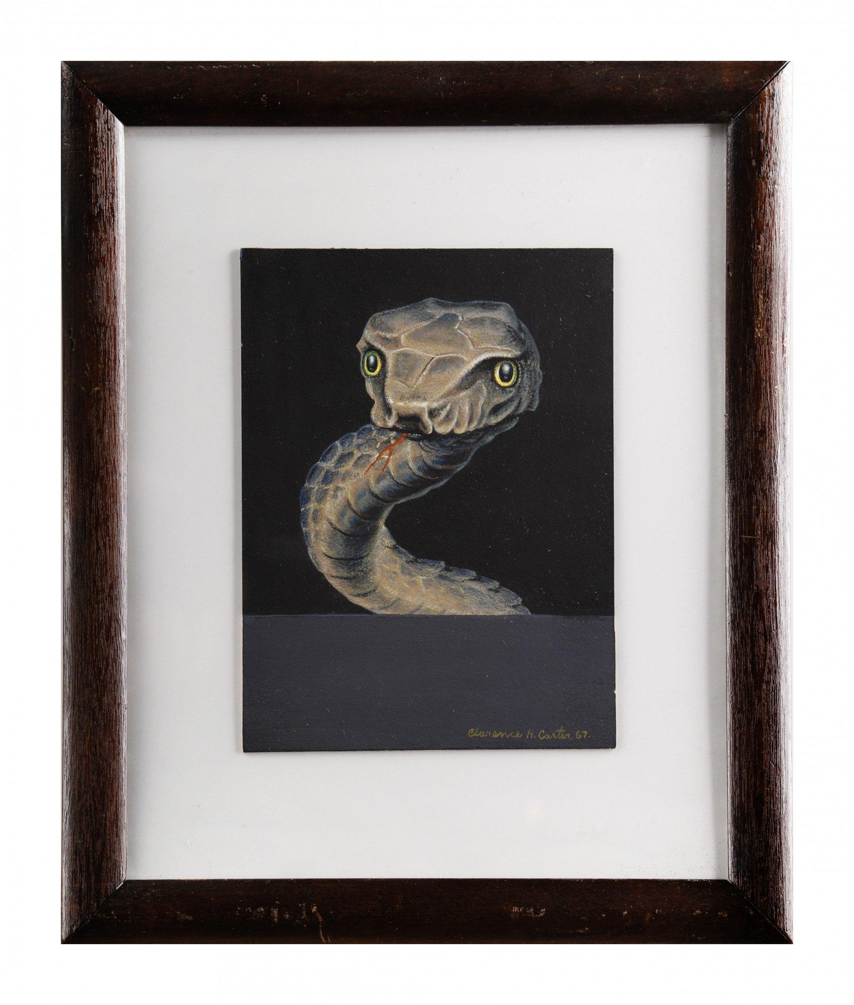Over and Above Surprise (Serpent), 1960s snake painting, Cleveland School  - Painting by Clarence Holbrook Carter