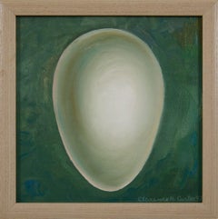 Ovoid, geometrical figural surrealist acrylic painting, Cleveland School artist