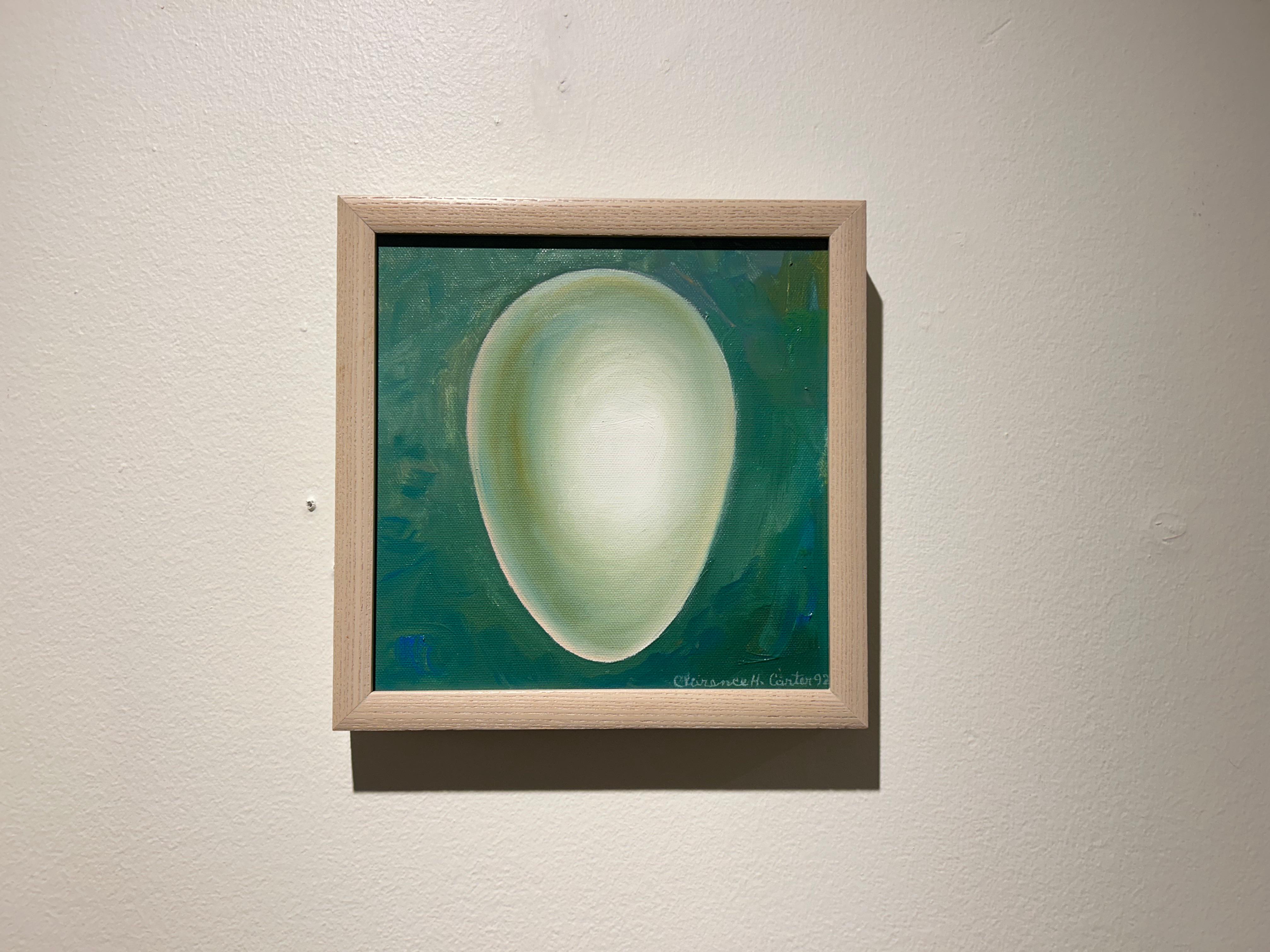 Peinture acrylique ovoïde figurative surréaliste, artiste de l'école de Cleveland - Noir Abstract Painting par Clarence Holbrook Carter