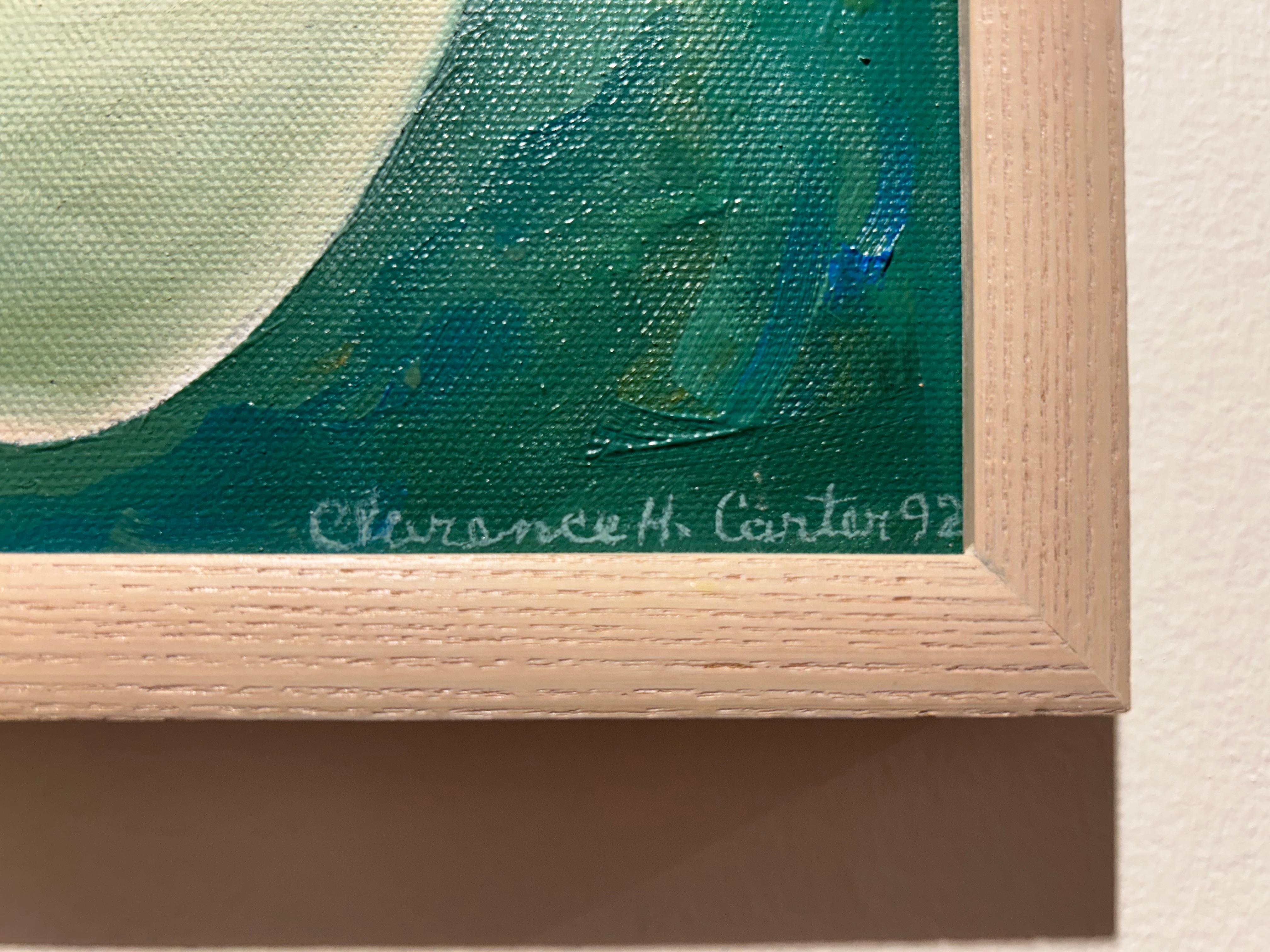 Clarence Holbrook Carter (américain, 1904-2000)
Ovoïde, 1992
Acrylique sur toile
Signé et daté en bas à droite
7.75 x 7.75 pouces
9 x 9 pouces, encadré

Clarence &New Carter a atteint un niveau de succès artistique national presque sans précédent