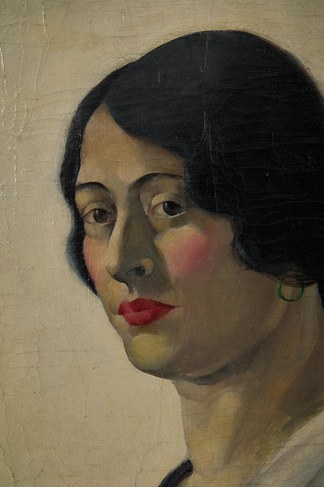 Portrait de femme au fuchsia, début du 20e siècle Nature morte - Marron Still-Life Painting par Clarence Holbrook Carter