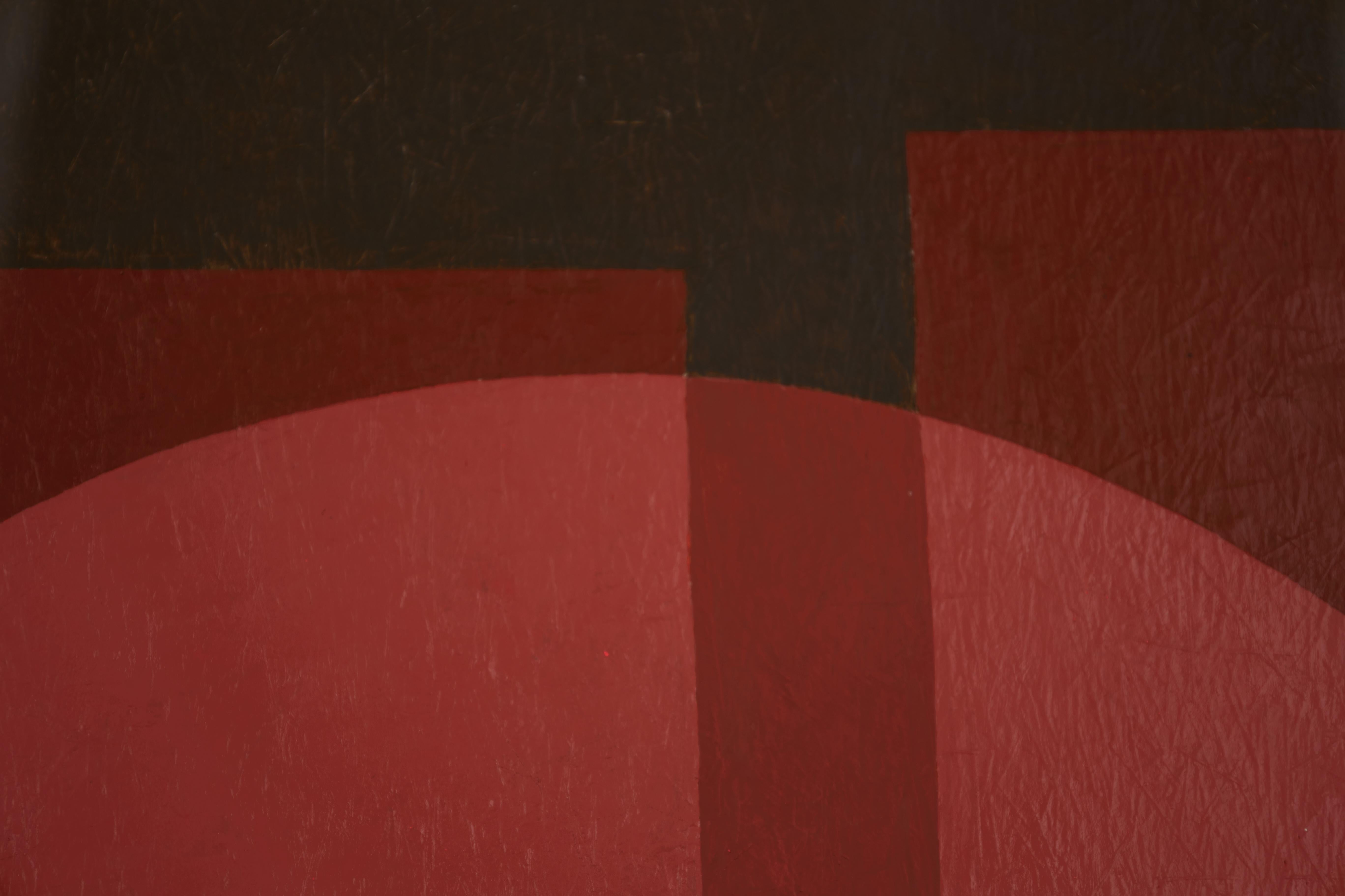 Mandala arc-en-ciel, peinture acrylique abstraite rouge et jaune du milieu du siècle dernier en vente 1